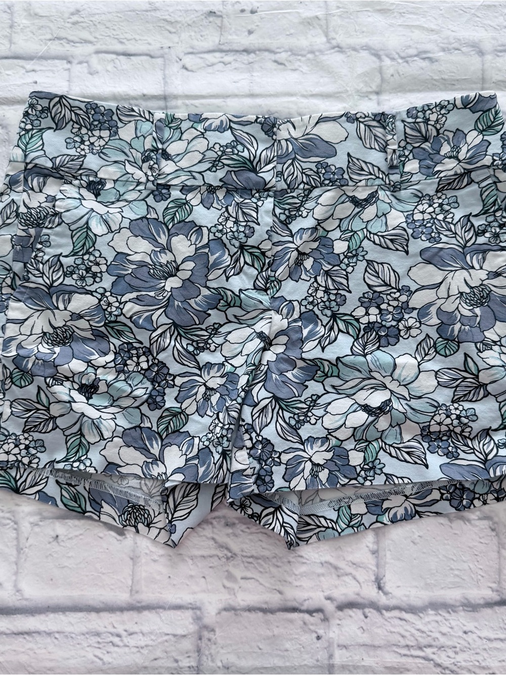 Ann Taylor Signature Chino Shorts 12 | White & Blue Floral